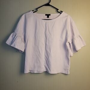 J Crew Knit Crop Top Womens‎ M Short Bell Ruffle Sleeve Heavy Knit Blush Pink